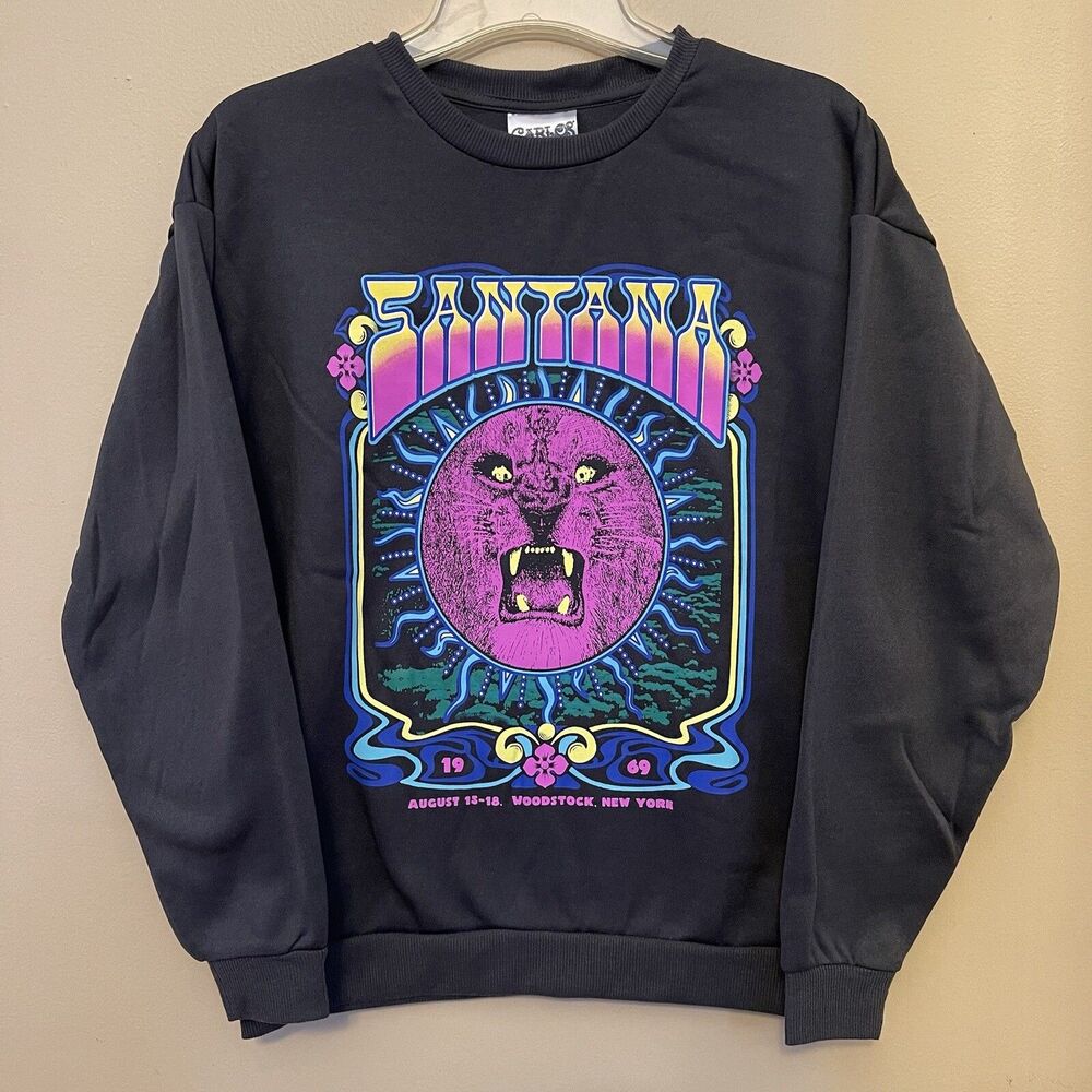 Sweatshirt CARLOS SANTANA Graphic LION Phantom Purple  Womens Sz SMALL New w/Tag